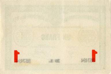 Billet de la Chambre de Commerce de Boulogne-sur-Mer - 1 franc - d�lib�ration du 14 ao�t 1914 - s�rie B 1 - n� 357494