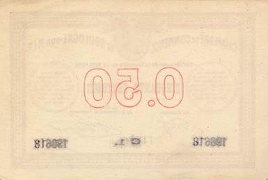 Billet de la Chambre de Commerce de Boulogne-sur-Mer - 50 centimes - d�lib�ration du 14 ao�t 1914 - avec lettre de s�rie