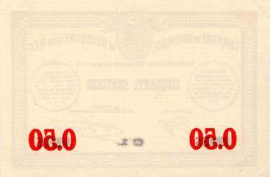 Billet de la Chambre de Commerce de Boulogne-sur-Mer - 50 centimes - d�lib�ration du 14 ao�t 1914 - avec lettre de s�rie et valeur en rouge
