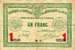 Billet de la Chambre de Commerce de Boulogne-sur-Mer - 1 franc - délibération du 14 août 1914 - avec lettre de série et valeur en rouge