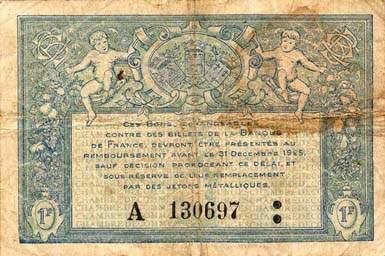 Billet de la Chambre de Commerce de Bourges - 1 franc - remboursement avant le 31 d�cembre 1925