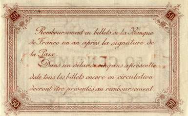 Billet de la Chambre de Commerce de Calais - 50 centimes - d�lib�ration du 14 janvier 1916 - imprimerie Roy & Valade - s�rie B - n� 24959
