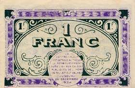Billet de la Chambre de Commerce de Chateauroux - 1 franc - 26 décembre 1919