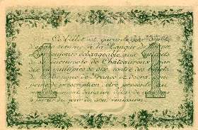 Billet de la Chambre de Commerce de Chateauroux - 1 franc - 6 janvier 1916