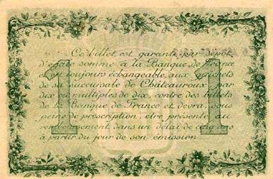 Billet de la Chambre de Commerce de Chateauroux - 1 franc - 6 janvier 1916