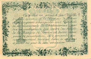 Billet de la Chambre de Commerce de Chateauroux - 1 franc - 8 juillet 1915 - 2 tirets apr�s la lettre