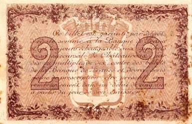 Billet de la Chambre de Commerce de Chateauroux - 2 francs - 8 juillet 1915 - 1 tiret apr�s la lettre