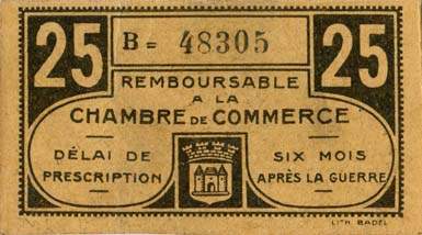 Billet de la Chambre de Commerce de Chateauroux - 25 centimes - B = 48305