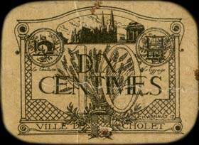 Ticket de la Chambre de Commerce de Cholet - 10 centimes