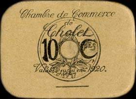 Ticket de la Chambre de Commerce de Cholet - 10 centimes