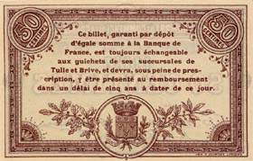 Billet de la Chambre de Commerce de la Corr�ze - 50 centimes - 25 mars 1915 - s�rie B