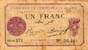 Billet de la Chambre de Commerce d'Alger - 1 franc - délibération du 3 septembre 1914 - violet