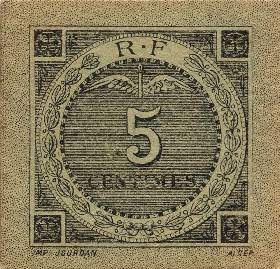 Billet de la Chambre de Commerce de Bougie - 5 centimes 1916 50 x 50 vert-bleu