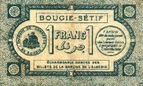 Billet de la Chambre de Commerce de Bougie - 1 franc - d�lib�ration du 17 avril 1915