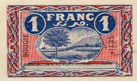 Billet de la Chambre de Commerce de Bougie - 1 franc - d�lib�ration du 9 mars 1918 - sp�cimen annul�