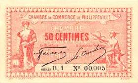 Billet de la Chambre de Commerce de Philippeville - 1 franc avec filigrane Abeilles