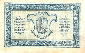 Billet de la Tr�sorerie aux Arm�es - 50 centimes avec remboursement 2�me ann�e