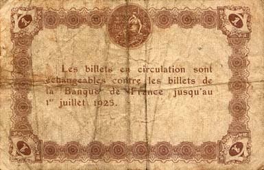 Billet de la Chambre de Commerce d'Epinal - 1 franc - d�lib�ration du 25 juin 1921
