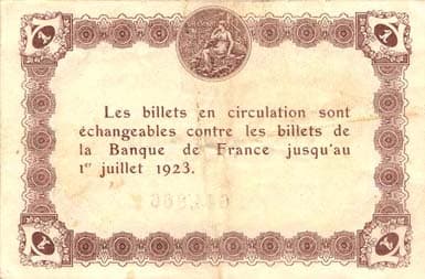Billet de la Chambre de Commerce d'Epinal - 1 franc - d�lib�ration du 29 mai 1920 - premier chiffre imprim�