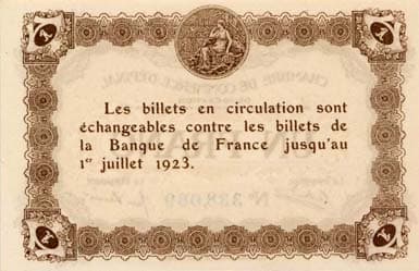 Billet de la Chambre de Commerce d'Epinal - 1 franc - d�lib�ration du 29 mai 1920 - num�rotation noire