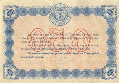 Billet de la Chambre de Commerce d'Evreux - 50 centimes - d�lib�ration du 7 juin 1920