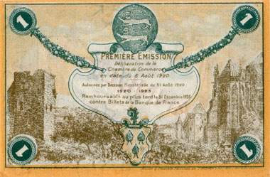 Billet de la Chambre de Commerce de F�camp - 1 franc - �mission 1920 - sp�cimen annul� - dos