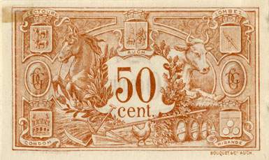 Billet de la Chambre de Commerce du Gers - 50 centimes - d�lib�ration du 17 janvier 1918 - s�rie K - n� 96352