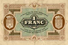 Billet de la Chambre de Commerce de Gray & Vesoul - 1 franc - d�lib�ration du 23 d�cembre 1921 - s�rie 131