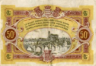 Billet de la Chambre de Commerce de Limoges - 50 centimes - remboursement avant le 1er janvier 1923 - Lettre E - n� 58259