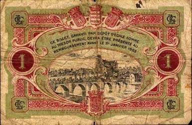 Billet de la Chambre de Commerce de Limoges - 1 franc - remboursement avant le 1er janvier 1923 - Lettre E - n� 04234
