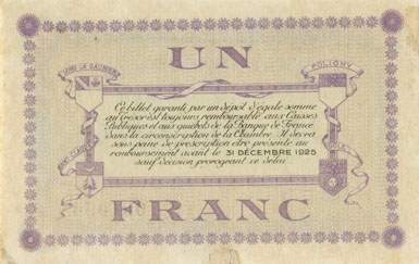 Billet de la Chambre de Commerce de Lons-le-Saunier - 1 franc - remboursement avant le 31 d�cembre 1925 - s�rie 7 - n� 001056