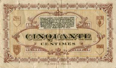 Billet de la Chambre de Commerce de Lons-le-Saunier - 50 centimes - remboursement avant le 31 d�cembre 1925 - s�rie C-D - n�003094