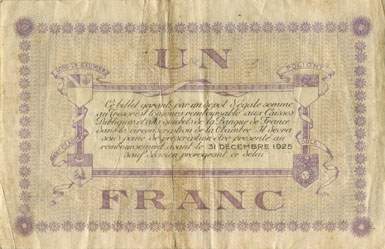 Billet de la Chambre de Commerce de Lons-le-Saunier - 1 franc - remboursement avant le 31 d�cembre 1925 - s�rie 32 - n� 005621