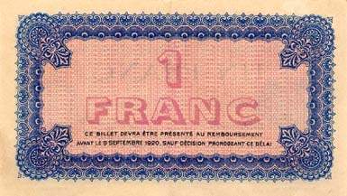 Billet de la Chambre de Commerce de Lyon - 1 franc - d�lib�ration du 9 septembre 1915