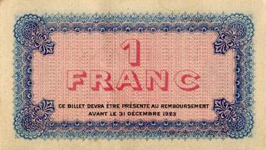 Billet de la Chambre de Commerce de Lyon - 1 franc - d�lib�ration du 9 septembre 1920 - 9�me s�rie