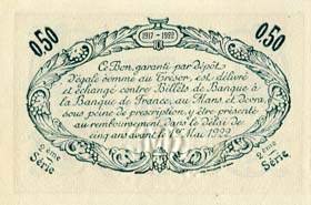 Billet de la Chambre de Commerce du Mans - 50 centimes - 2�me s�rie - 1er mars 1917 - avec timbre sec