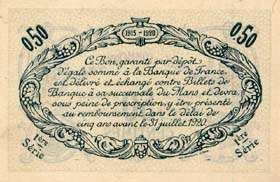 Billet de la Chambre de Commerce du Mans - 50 centimes - 8 juillet 1915 - sp�cimen non num�rot�