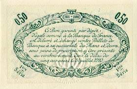 Billet de la Chambre de Commerce du Mans - 50 centimes - 8 juillet 1915 - num�ro avec virgule