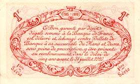 Billet de la Chambre de Commerce du Mans - 1 franc - 8 juillet 1915, 1�re s�rie - sp�cimen annul�