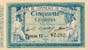 Billet de la Chambre de Commerce de Marseille - 50 centimes - d�lib�rations du 12 ao�t 1914 - s�rie en chiffres