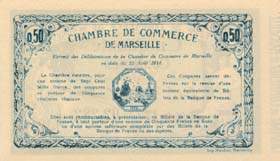 Billet de la Chambre de Commerce de Marseille - 50 centimes - délibérations du 12 août 1914 - série en chiffres