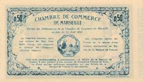 Billet de la Chambre de Commerce de Marseille - 50 centimes - d�lib�rations du 12 ao�t 1914 - s�rie en chiffres