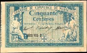 Billet de la Chambre de Commerce de Marseille - 50 centimes - d�lib�ration du 5 novembre 1915