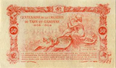 Billet de la Chambre de Commerce de Montauban - 50 centimes - d�lib�ration du 27 ao�t 1917 - n� 113649