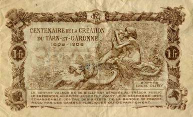 Billet de la Chambre de Commerce de Montauban - 1 franc - d�lib�ration du 15 avril 1921