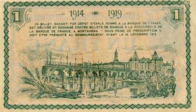 Billet de la Chambre de Commerce de Montauban - 1 franc - d�lib�ration du 20 novembre 1914 - n�230472