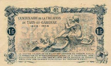 Billet de la Chambre de Commerce de Montauban - 1 franc - d�lib�ration du 27 ao�t 1917