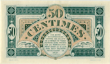 Billet de la Chambre de Commerce de Mont-de-Marsan - 50 centimes - d�lib�ration du 12 juin 1917 - s�rie 124 - n� 2,859