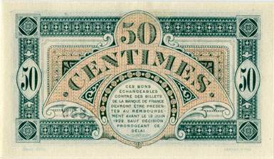 Billet de la Chambre de Commerce de Mont-de-Marsan - 50 centimes - délibération du 12 juin 1917 - série 124 - n° 2,859