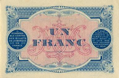 Billet de la Chambre de Commerce de Mont-de-Marsan - 1 franc - délibération du 12 juin 1917 - série 12 - n° 6,149